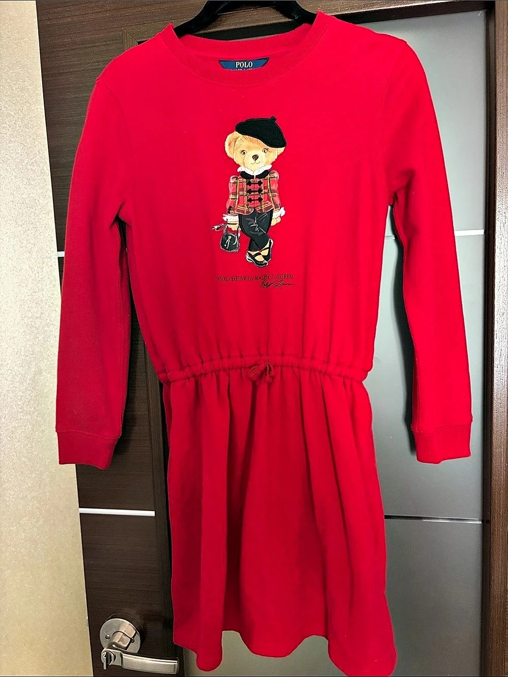 Polo Ralph Lauren Polo Bear Fleece Sweatshirt Dress Red Girls 6